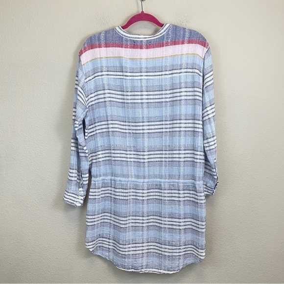 XIRENA Blue Striped Gauzy Long Sleeve Swim Cover Up Tunic‎ Size Small - Picture 8 of 10
